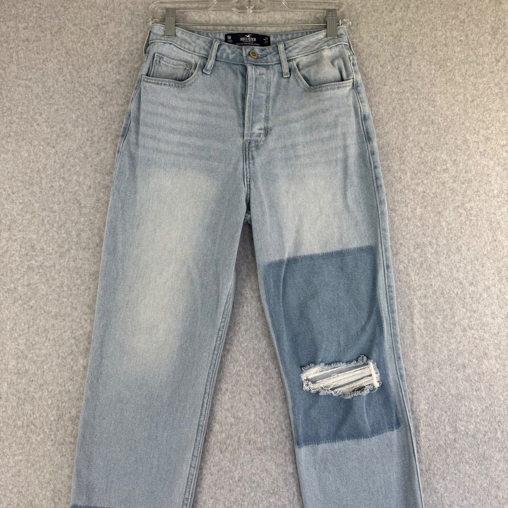 Hollister Vintage Straight Jeans Womens 5R W27 Light Wash Good Shadow Patch